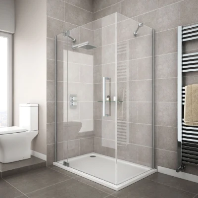 バスルームのモダンなシンプルなクリア強化ガラス引き戸シャワーエンクロージャ